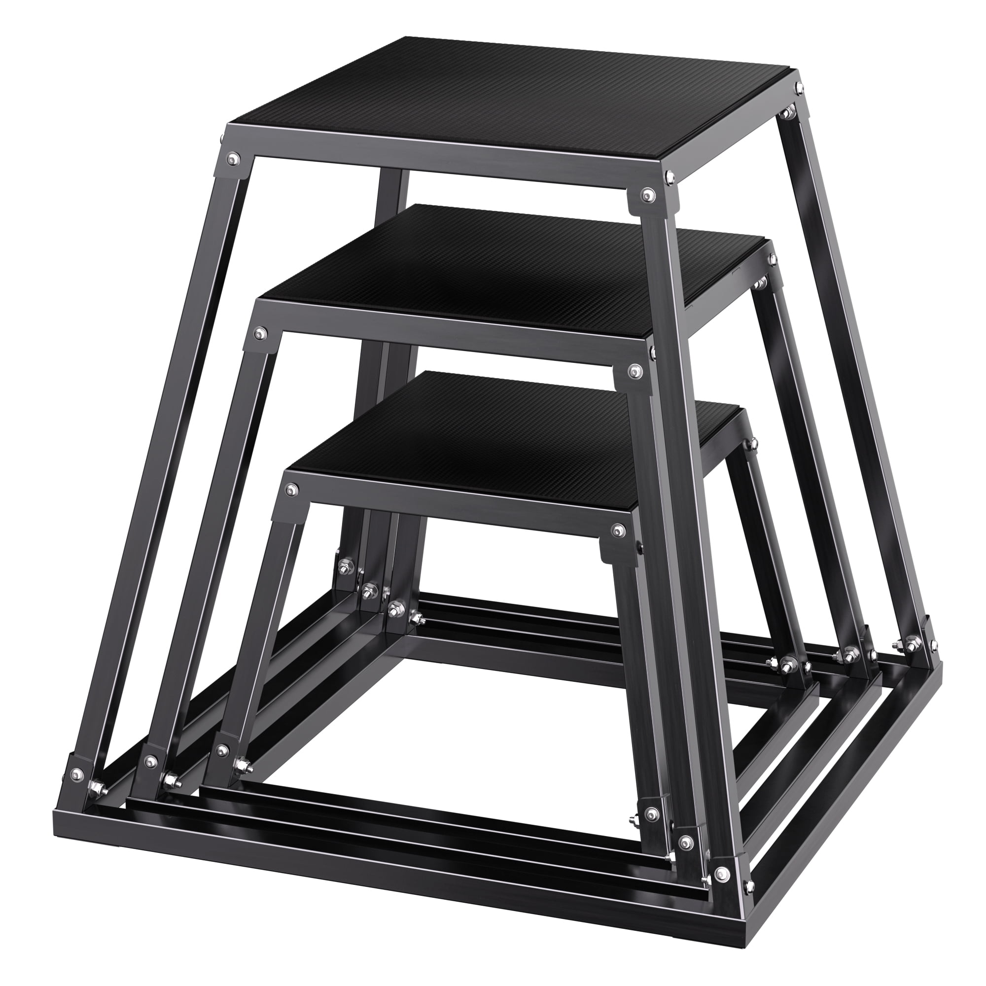 GanFindX Plyometric Jump Box Set - 12/18/24 Inch Stackable Steel ...