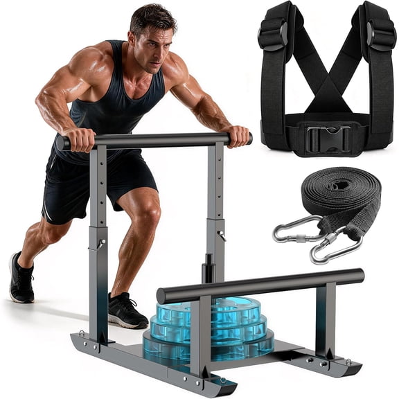 GanFindX Weight Sled, Adjustable 6-Level Workout Sled, Heavy Duty 650 lbs, 18-30" Height, Fits 1" & 2" Plates for Strength & Speed Training