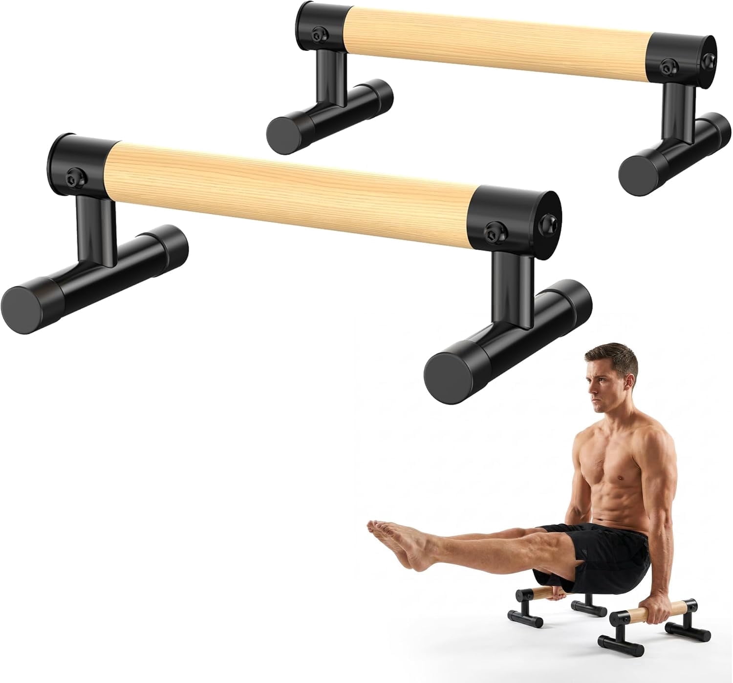 Calisthenics Equipment Wooden Parallettes, Solid Pine Material