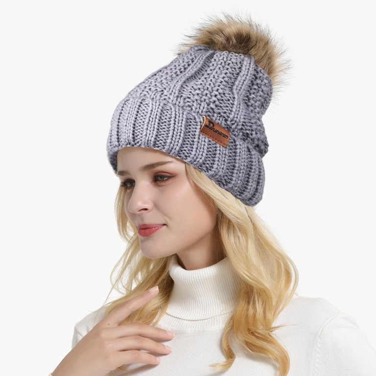 GanJingRen Womens Faux Fur Pompom Fleece Lined Thick Warm  display picture 1