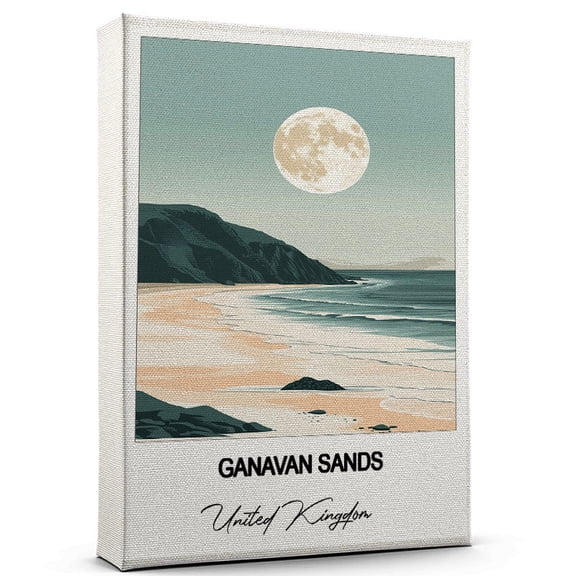 Ganavan Sands Travel Poster Canvas – United Kingdom Canvas – Unique Gift Idea for Home, Office, or Living Space