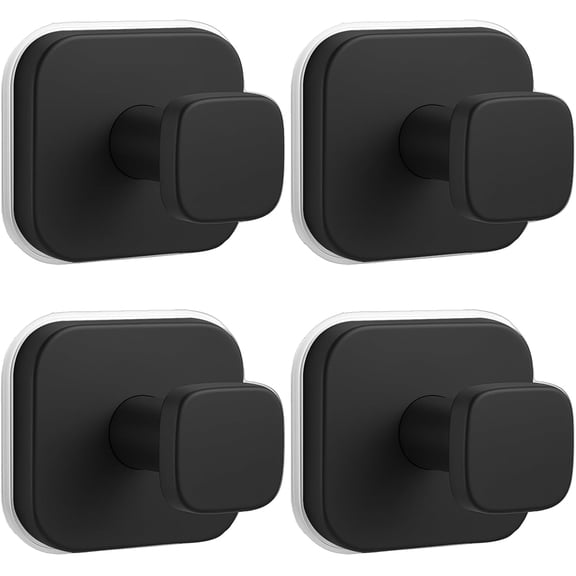 Ganchos de Ducha Multiuso, Reutilizables con Ventosa, Impermeables y Resistentes al Óxido, Para Baños, Cocinas y Dormitorios, Paquete de 4 (Negro)