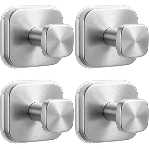 Multi-Purpose Reusable Suction Cup Shower Hooks, Rust Resistant, Silver, 4 Pack