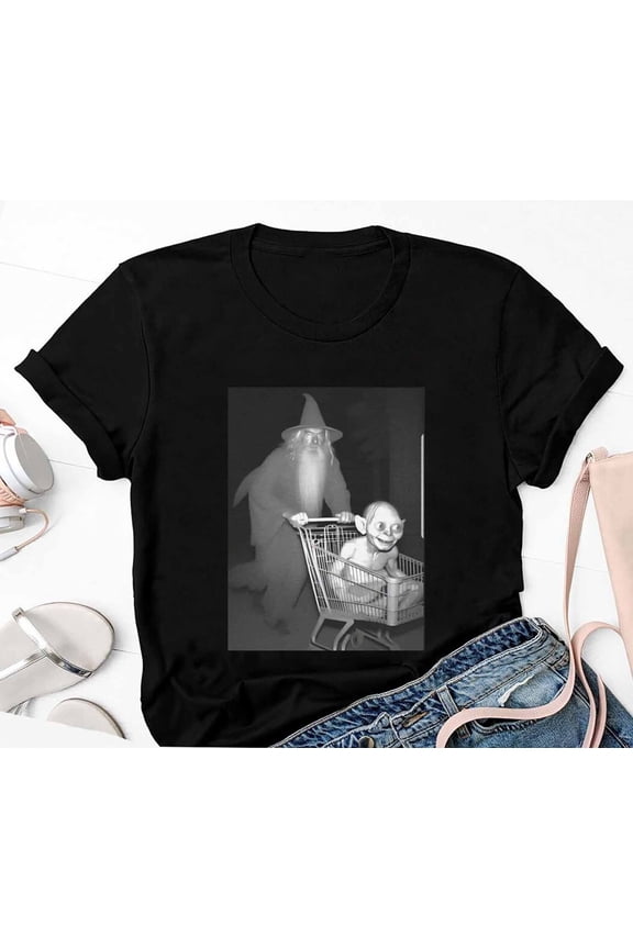 Gandalf Pushing Gollum in Shopping Cart T-Shirt
