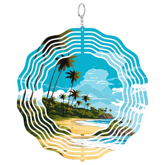 Gandoca Manzanillo Beach Wind Spinner, 3D Kinetic Hanging Yard Art