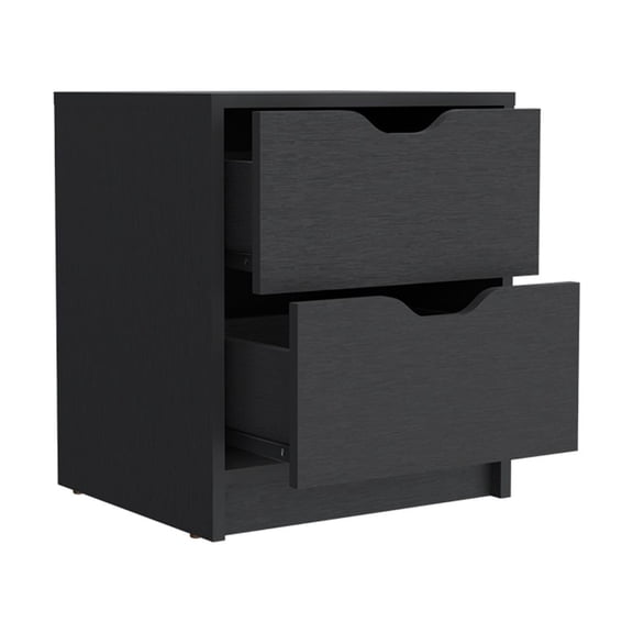 Gandu Black Wengue Finish Nightstand | 2 Drawers | Particle Board | 14.29"W x 16.14"D x 18.90"H | Versatile Bedroom Furniture | Ready to Assemble | Colombia Made