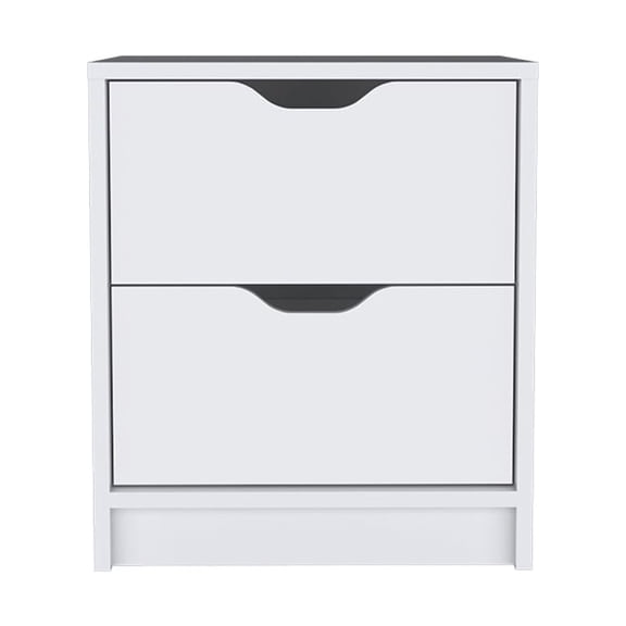 Gandu White Particle Board Nightstand | 2 Drawers | 14.29"W x 16.14"D x 18.90"H | Versatile Bedroom Furniture | Ready to Assemble | Made in Colombia
