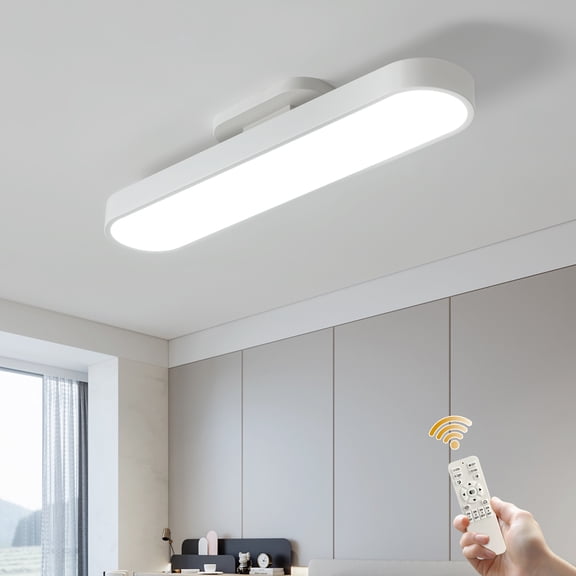 Ganeed 27.5 in Adjustable LED Ceiling Light with Remote, Rotatable Light Head, Dimmable Flush Mount Ceiling Fixture for Living Room, Dining Room