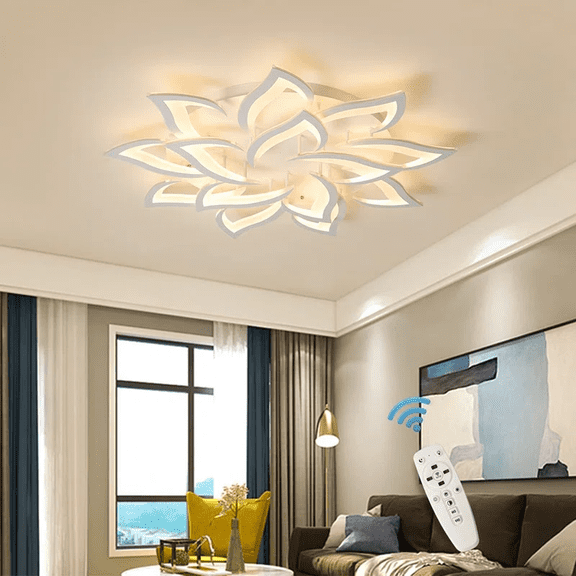 Ganeed 36 in Modern Flower LED Ceiling Light with Remote, Dimmable Brightness and Adjustable Color Temperature, Flush Mount Fixture for Living Room, Dining Room