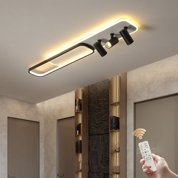 Ganeed 43.3 in Modern LED Ceiling Light with Remote, Dimmable Flush Mount Ceiling Fixture, Adjustable Color Temperature, 55W Integrated Light for Living Room, Dining Room