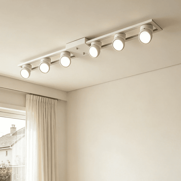 Ganeed 48.42 in White LED Track Lighting Fixture, Dimmable Ceiling Light with Adjustable Heads, Modern Flush Mount Spotlight for Hallway, Living Room, Kitchen