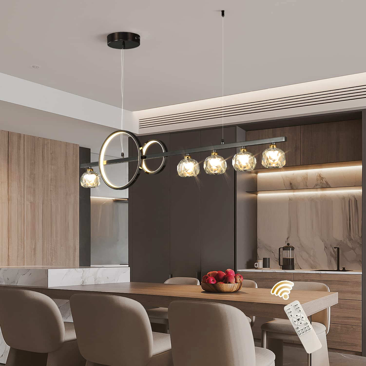 Ganeed Dimmable LED Chandelier Dining Room 40W Black LED Modern ...