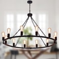 thumbnail image 1 of Ganeed Farmhouse Chandelier Metal, 39 Inch 12-lights Rustic Wagon Wheel Chandelier Light Fixture, Black Farmhouse Pendant Lighting For Dining Room Living Room Kitchen Island, 1 of 17