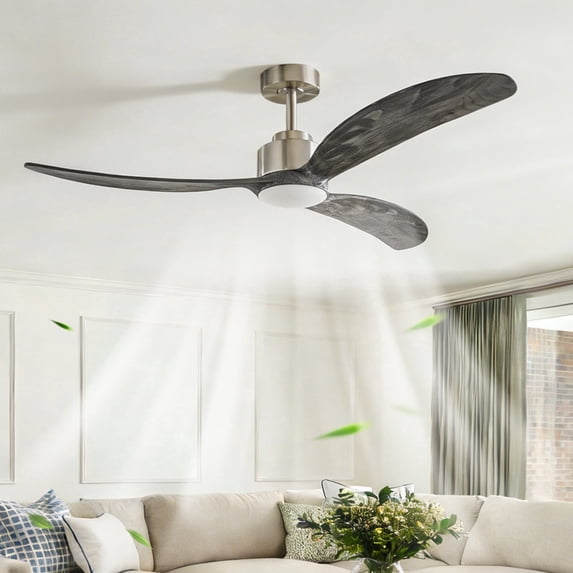 Ganeed Large Ceiling Fan with Light, 52 inch Ceiling Fan with Light and Remote, Modern Wood Ceiling Fans, Reversible Quiet DC Motor, High CFM, Dimmable Ceiling Fans for Indoor Nickel