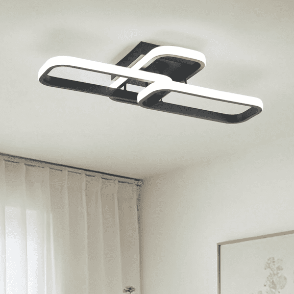 Ganeed Led Ceiling Light Fixture,6500K Modern Hallway Light Fixtures Ceiling Lighting,Black Square Close to Ceiling Lights for Bedroom Kitchen Balcony Stair Small Ceiling Lamp