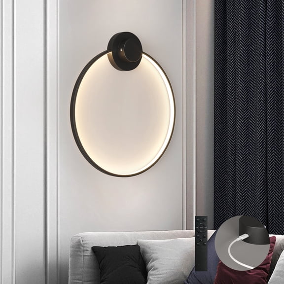 Ganeed Modern Oval Sconce 3000K-6000K Adjustable Dimmable Wall Lamp 3.5W Black LED Wall Lighting 22.83 Inch Indoor Wall Sconce for Bedroom Staircase Hallway(2 of Pack)