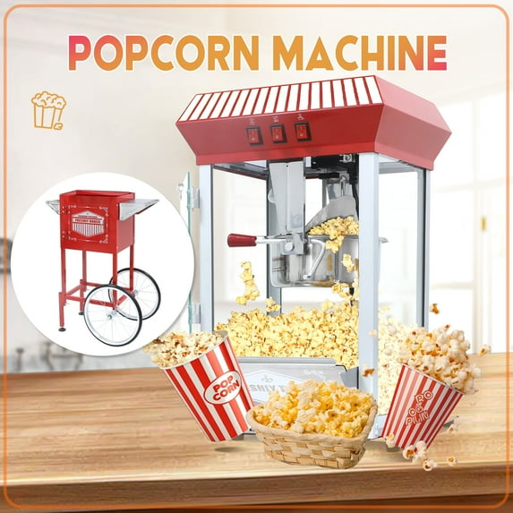 Ganeed Popcorn Maker Machine - Professional Cart With 12 Oz Kettle Makes Up to 32 Cups - Vintage Popcorn Machine Movie Theater Style - Red
