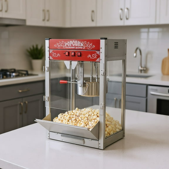 Ganeed Majestic Countertop Popcorn Machine - Extra Large Movie Theater Style Popper with 12oz Kettle and Warming Dec