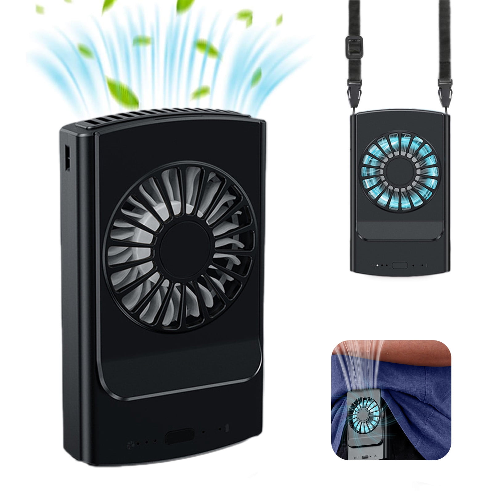 Ganenn Waist Fan Necks Fan Portables Fan Adjust 3 Speeds Clip On Fan
