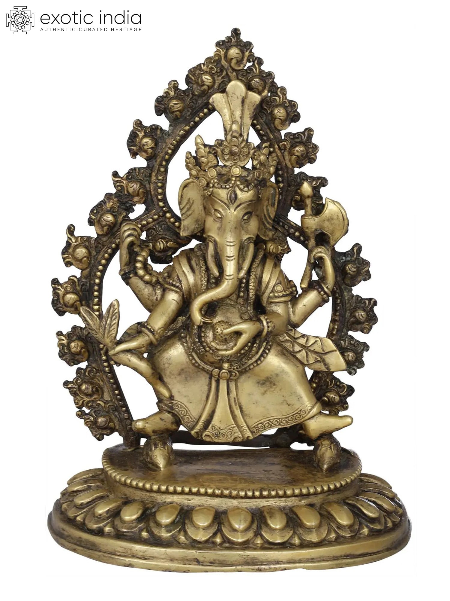 Ganesha Idol in Nepalese Style, Holding a Radish - Copper Statue from ...