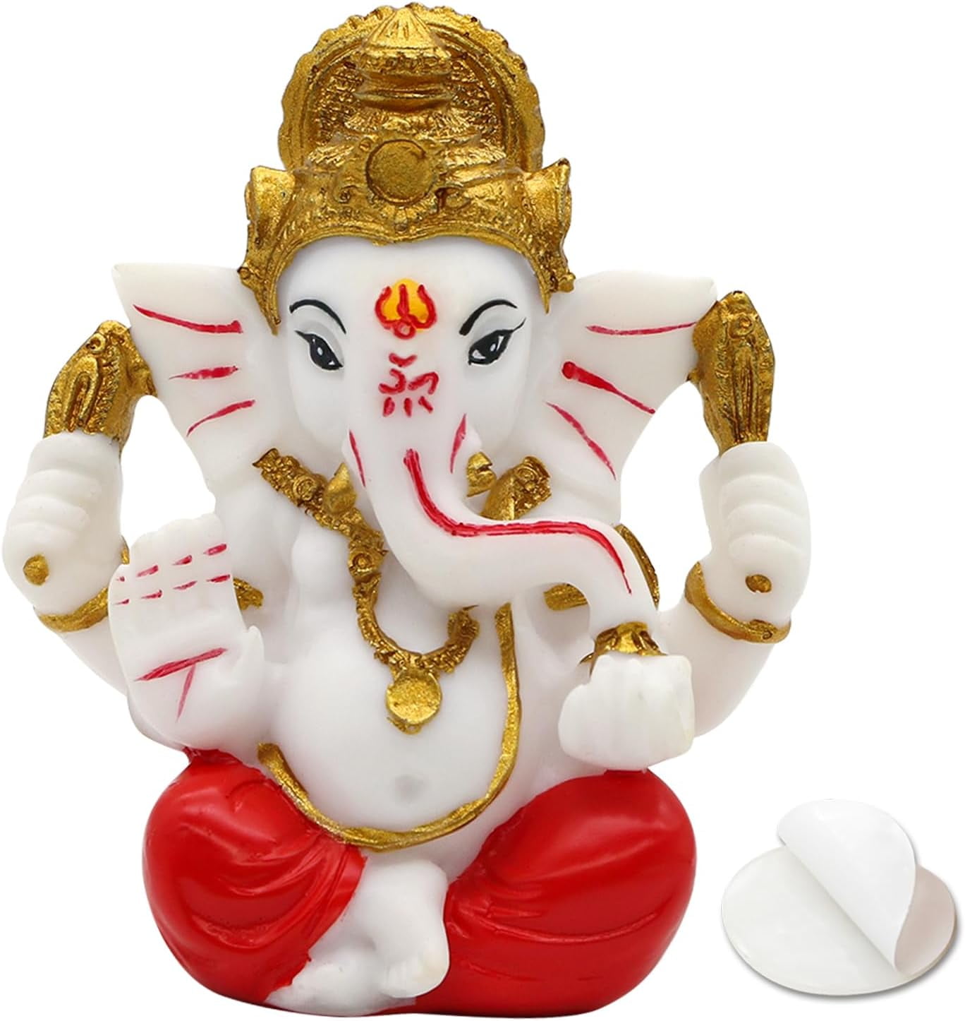 Ganesha Statue for Car Dashboard 3.5" H Polystone Hindu God Lord Ganpati Murti Idol for Pooja Mandir Temple Altar Puja Decor Diwali Housewarming Wedding Spiritual Gifts for Indians