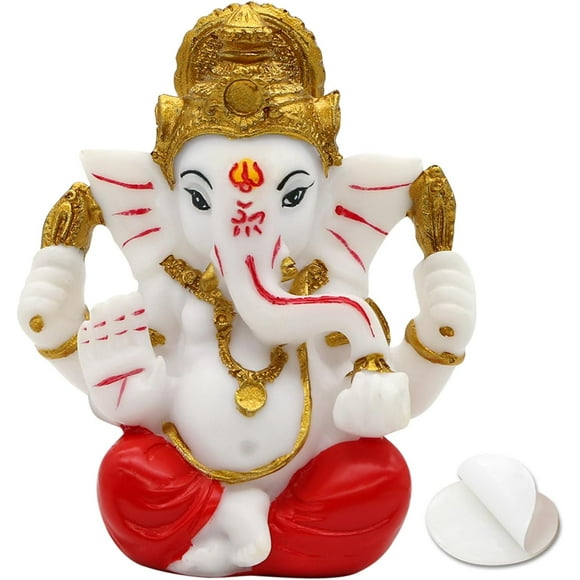 Ganesha Statue for Car Dashboard 3.5" H Polystone Hindu God Lord Ganpati Murti Idol for Pooja Mandir Temple Altar Puja Decor Diwali Housewarming Wedding Spiritual Gifts for Indians