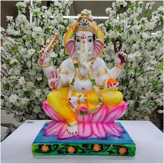 Ganesha Statue Large Ganesha Idol in Resin Ganpati Sculpture Ganesha Figurine Ganesh Murti Lord Vinayaka Statue Hindu God Statue Good Luck Gift for Indian People Ganesha Murti Decor - AtoZ India Cart