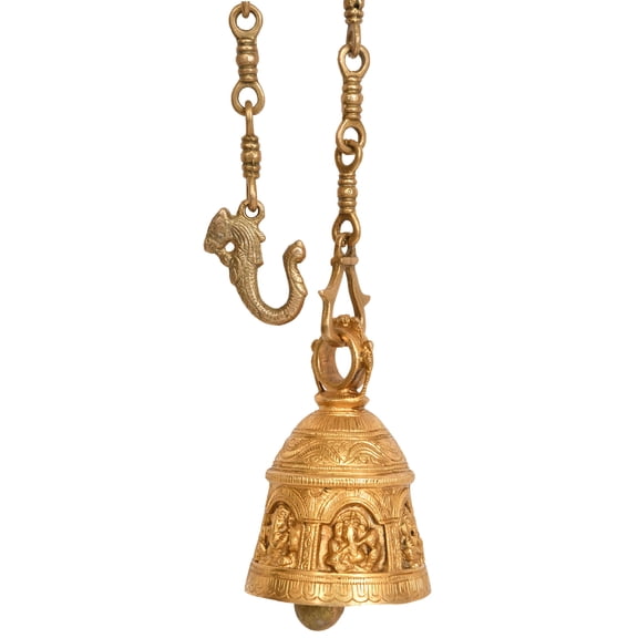 5" Ganesha Temple Ceiling Bell in Brass | Handmade | Made in India