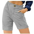 thumbnail image 1 of Ganfancp Athletic Shorts for Women,Casual Loose High Waist Shorts Solid Color Shorts Pocket Straight Buttons Shorts Pants, Sizes S-3XL, 1 of 5