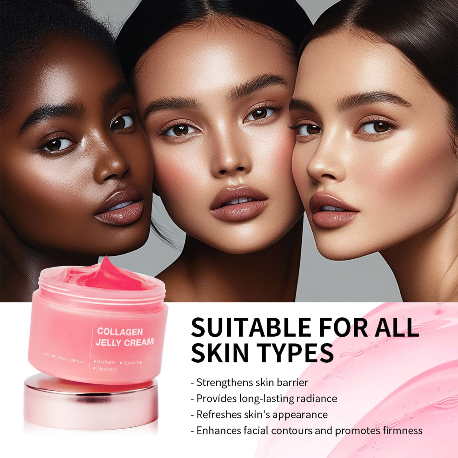 Ganfancp Collagens Jelly Cream, Moisturizing Base Makeup Gel, Pore ...