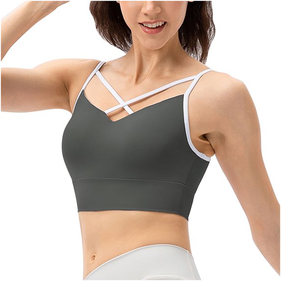 Ganfancp Compression Wirefree High Support Bra for Women Small to Plus Size Everyday Wear, Exercise and Offers Back Support Gray L