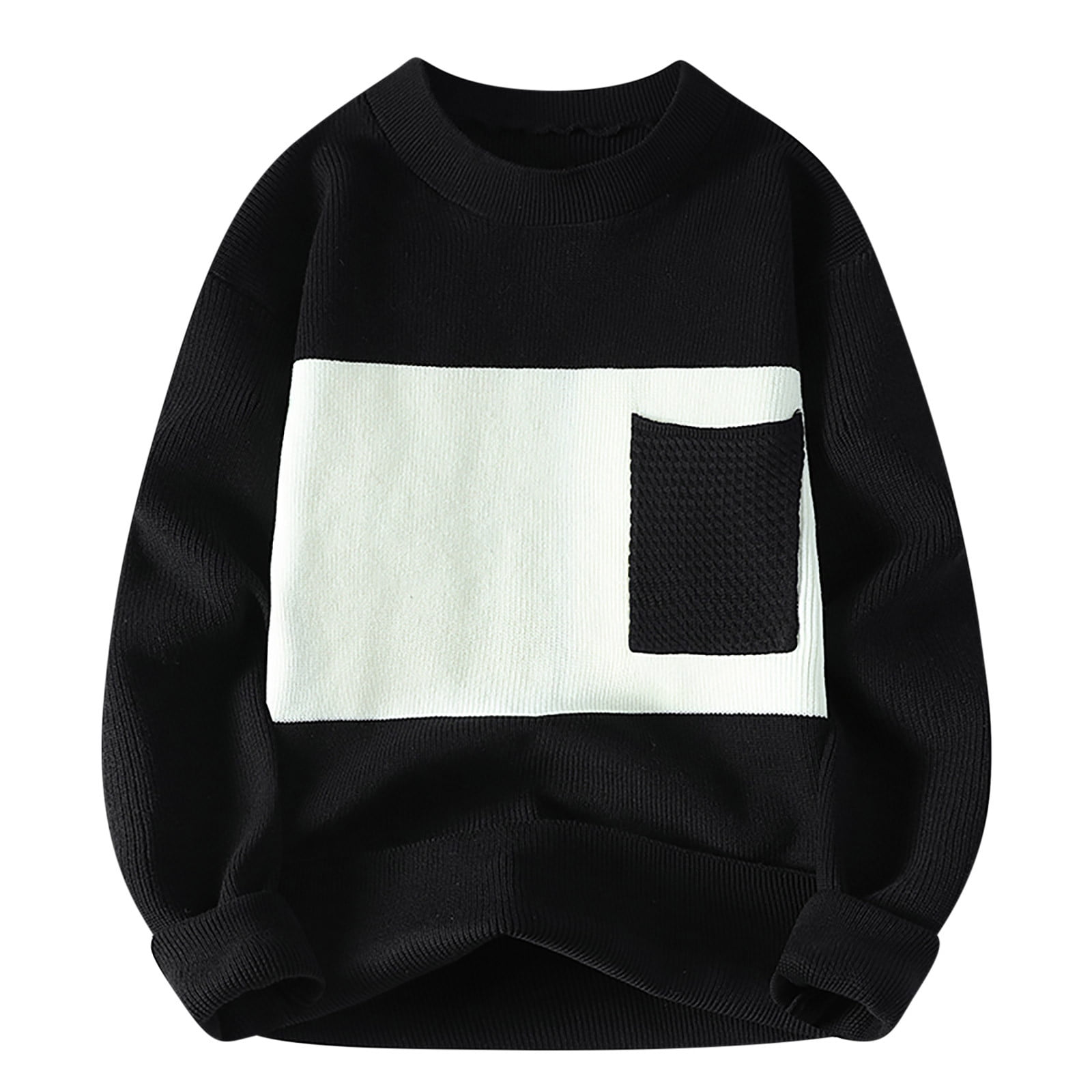 Men's pullover stand collar knitted casual colorblock long-sleeved sweater