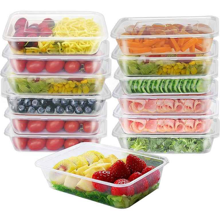 16 oz [50 Sets] Deli Plastic Food Prep Storage Containers with Lids BPA  FREE