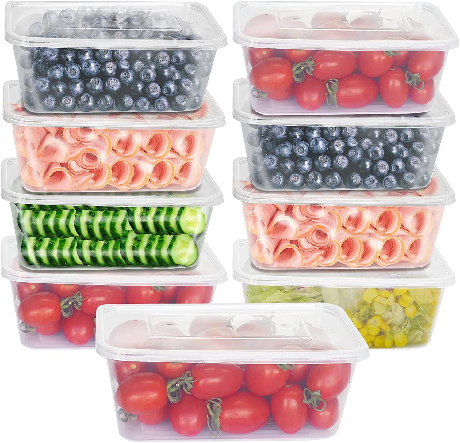 Ganfaner 50pk 50oz 1500ml Large Disposable Plastic Food Container Box w/  Lid Travel To Go, BPA Free Meal Prep Food Container for Charcuterie  Restaurant, Reusable Clear Storage Organize Combo Box 