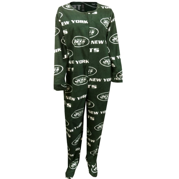 WebUndies Womens Gang Green Football Ladies One Piece Footed Pajama (Large)