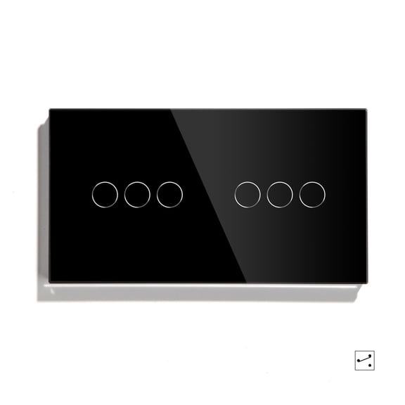 Gang Touch Switch 157mm 2Way Light Switch White Black Golden Crystal Class Panel Switch Waterproof Double 3Gang Switches ,Easy to Installation