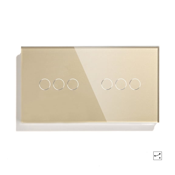 Gang Touch Switch 157mm 2Way Light Switch White Black Golden Crystal Class Panel Switch Waterproof Double 3Gang Switches ,Easy to Installation