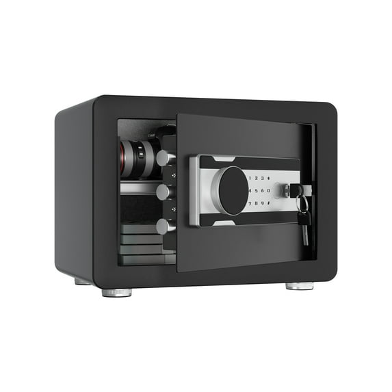 GangMei 0.8 Cubic Feet Electronic Keyboard Home Safe Box, Digital Security Safe Lock Box Used for Home Office Hotel Business, Quick-Access Small Safes for Cash, Jewelry, Documents(Black)