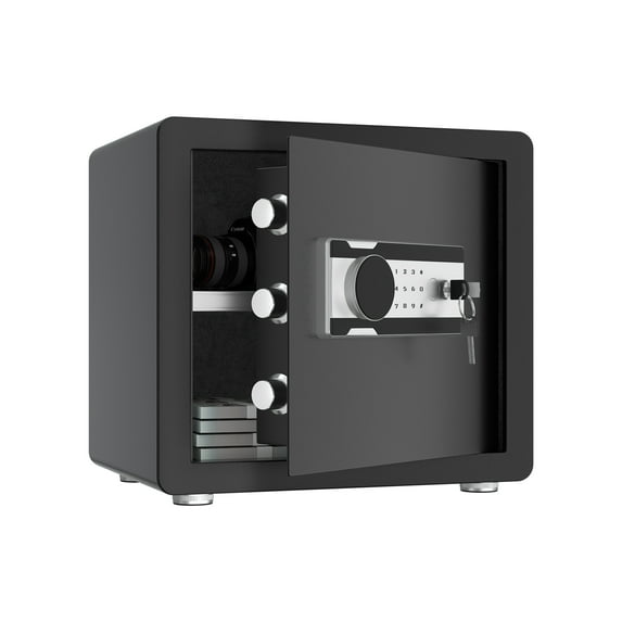 GangMei 1.5 Cubic feet Electronic Keyboard Home Safe Box, Digital Security Safe Lock Box Used for Home Office Hotel Business, Quick-Access Small Safes for Cash, Jewelry, Documents(Black)