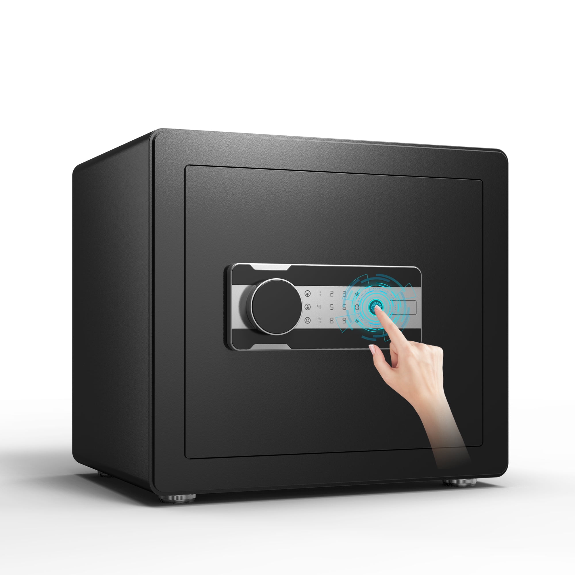 GangMei 1.5 Cubic feet Fingerprint Home Safe Box, Digital Security Safe Lock Box Used for Home Office Hotel Business, Quick-Access Small Safes for Cash, Jewelry, Documents(Black)