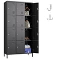 thumbnail image 1 of HUAXRON 12 Doors Metal Storage Locker Cabinet for Employees, Storage Lockers for School Office Gym Bedroom, Industrial Steel Storage Locker with 12 Hooks, Assembly Required(BLACK), 1 of 8