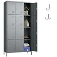 thumbnail image 1 of GangMei 12 Doors Metal Storage Locker Cabinet for Employees, Storage Lockers for School Office Gym Bedroom, Industrial Steel Storage Locker with 12 Hooks, Assembly Required(Dark Gray), 1 of 8