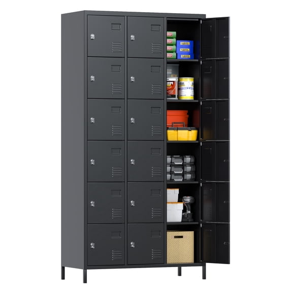 GangMei 18 Doors Metal Storage Locker Cabinet, Industrial Storage Lockers for Employees, Large Steel Storage Locker for School Office Gym Bedroom,Assembly Required