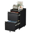 thumbnail image 1 of HUAXRON 2 Drawer Black Mobile File Cabinets with Lock, Under Desk Metal Movable Office Filing Cabinet, One  Pack, Assembly Required (Black), 1 of 7