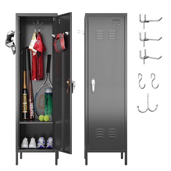 HUAXRON 1 Tier Metal Storage Locker for School, Gym, Home, Office, 55'' Tall Steel Locker Cabinet for Employees, Students, Assembly Required