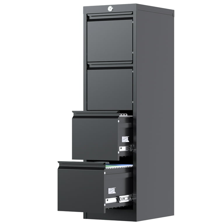 4-Drawer File Cabinet Office Filing Cabinet Vertical Storage Organizer with  Lock