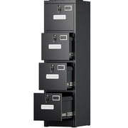 GangMei 4 Drawer Locking Metal Vertical File Cabinet with 4 Individual Locks and Hanging Folders for Office, School, Home, Assemble Required (Black)