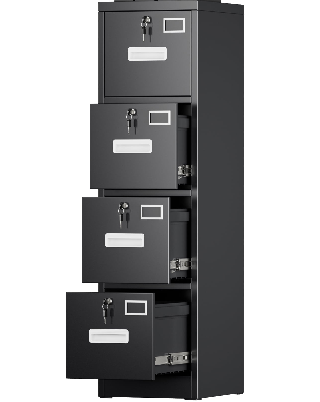 GangMei Lockable 4 Drawer File Storage Cabinet, Metal Vertical Organizer for Office, Home (Black)