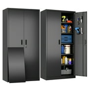 GangMei 71 inches Tall Metal Garage Storage Cabinets with Locking Doors and 5 Adjustable Shelves, Metal Storage Cabinet for Garage, Office, Home, Classroom, Assemble Required(Black)