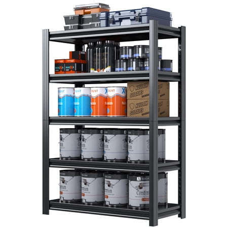 GangMei 72" H Metal Heavy Duty Garage Storage Shelves, 2200LBS Capacity Shelving Unit, 5-Tiers Adjustable Steel Storage Rack Shelf for Garage Kitchen Basement (72''Hx36''Wx16''D)